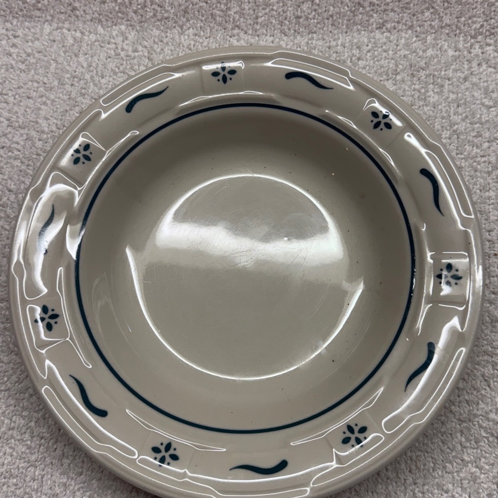 Longaberger Pottery Woven Traditions Green Soup Pasta Cereal Salad Bowl